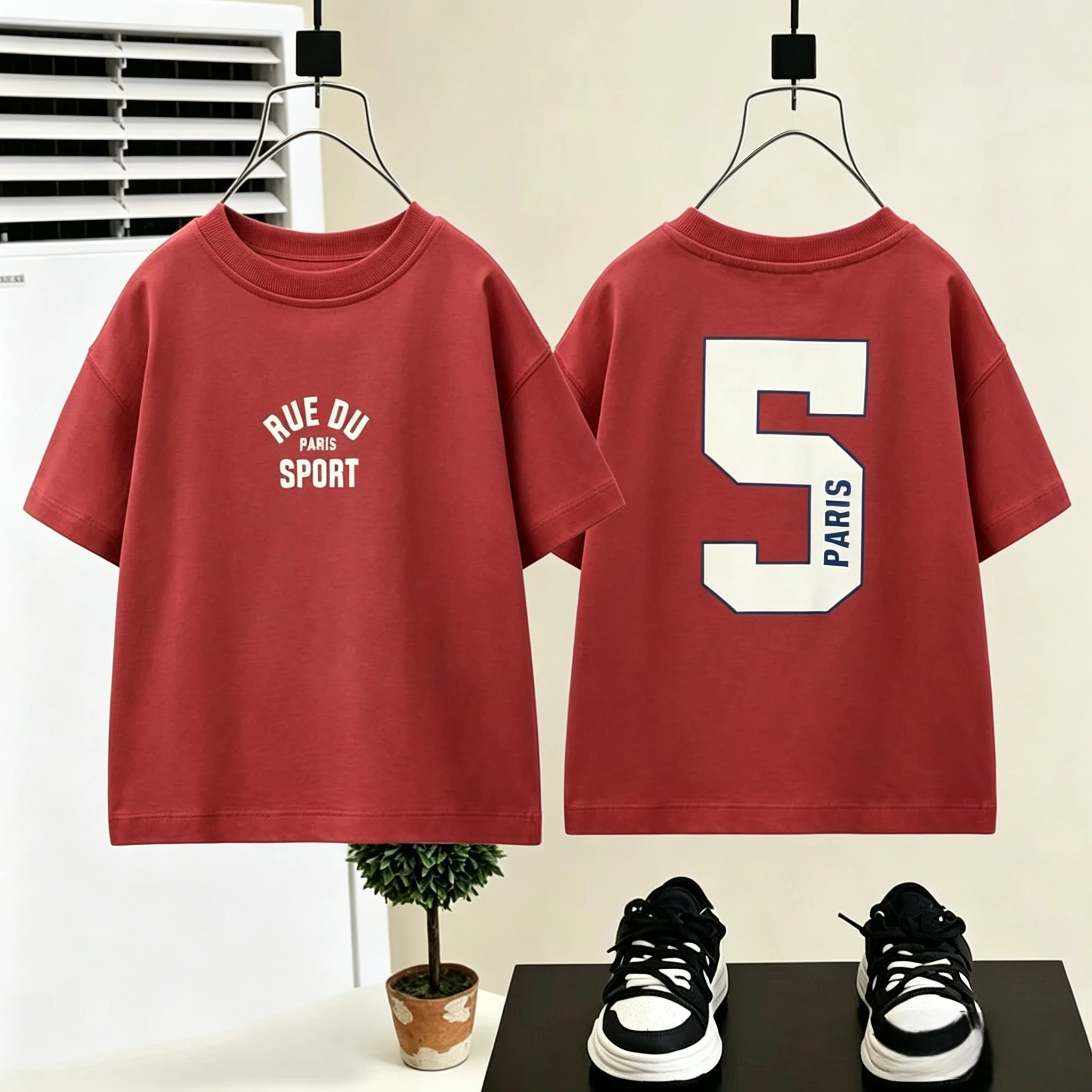 2026 New Arrival Kids Double Sided Print T Shirt Summer Loose Thin Tops Adorable Sports And Animal Graphics Multiple Colors Tops