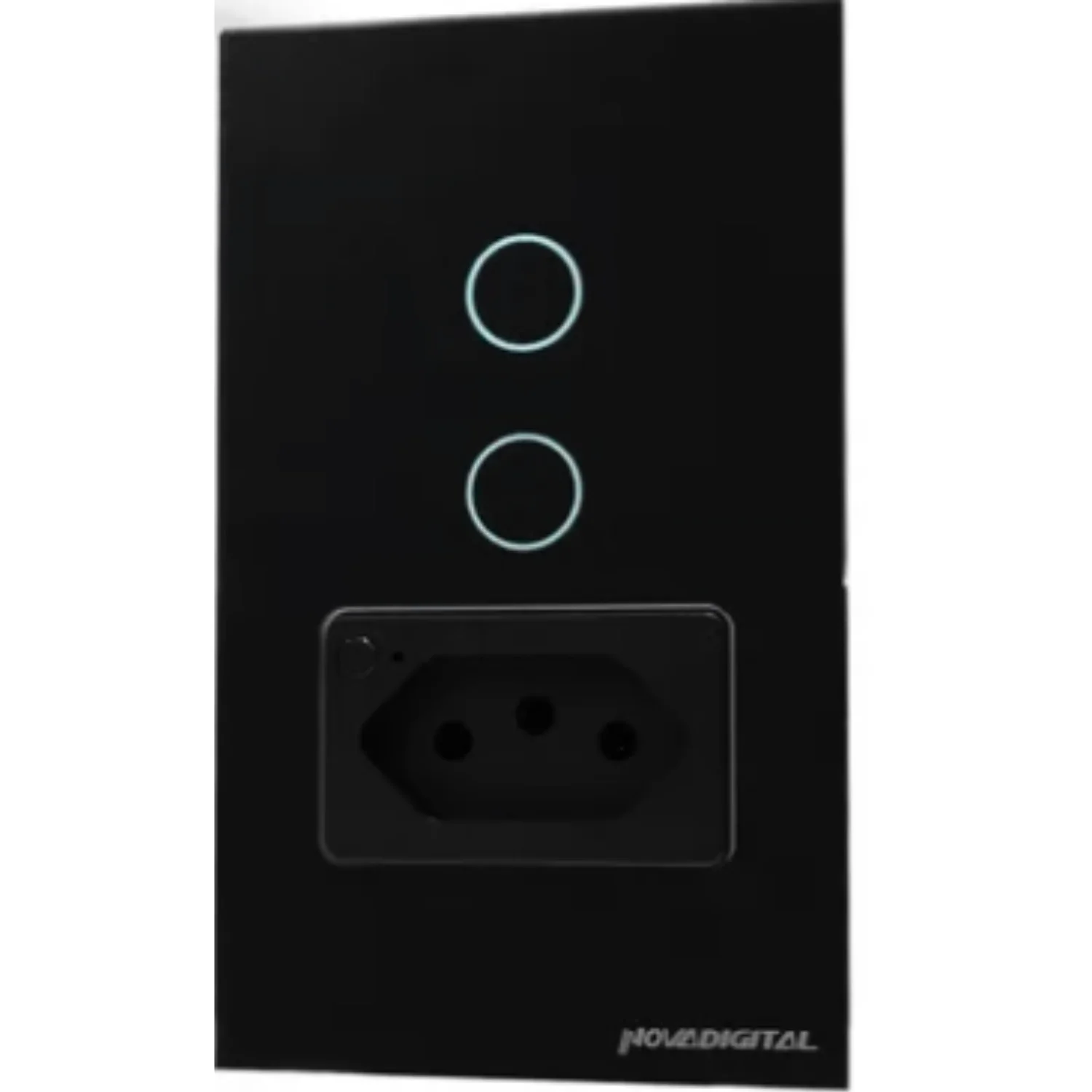 Switch With Smart Socket 2 Buttons Touch Zigbee 4X2 Black Novadigital ZIT-WK-02 -B / ZIT-ZB-02-B2