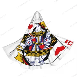 Queen Of Hearts Card Adult Cloak Cape Hooded Medieval Costume Witch Wicca Vampire Elf Purim Carnival Party