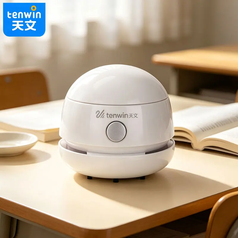 Tenwin Table top vacuum cleaner round compact body non - slip placed to clean up desktop debris keyboard crevice dust