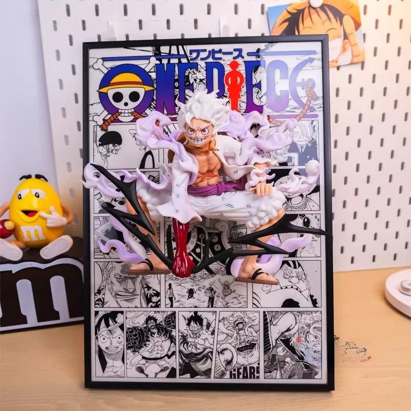 

Аниме-фигурка One Piece: Луффи в позе приседа, ручная работа, 3D-картина для подвешивания, украшение для комнаты, подарок на день рождения