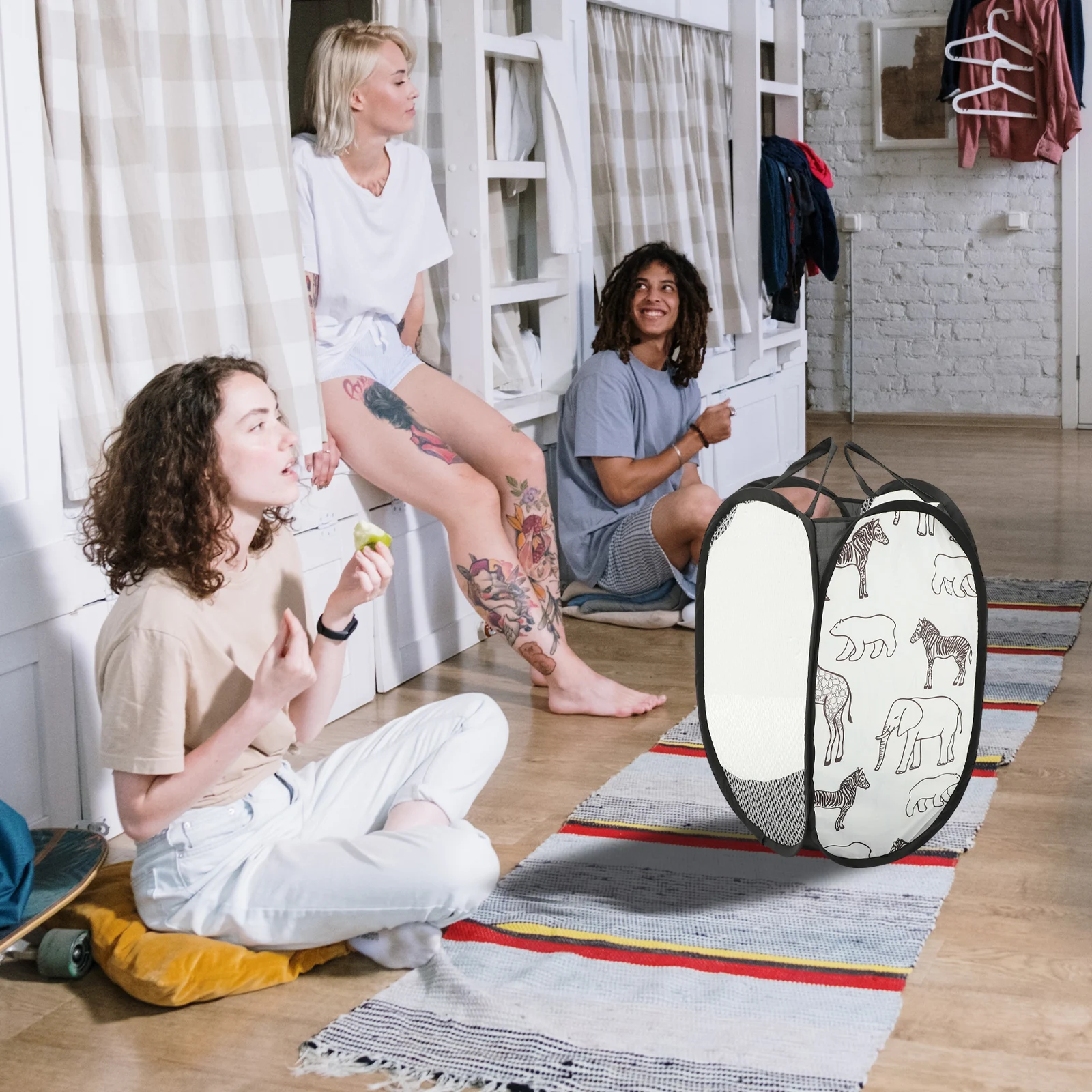 

2pcs Laundry Hamper Foldable Pop up Mesh Storage Basket Dirty Clothes Travel Polyester Home ganization Bedroom Bathroom