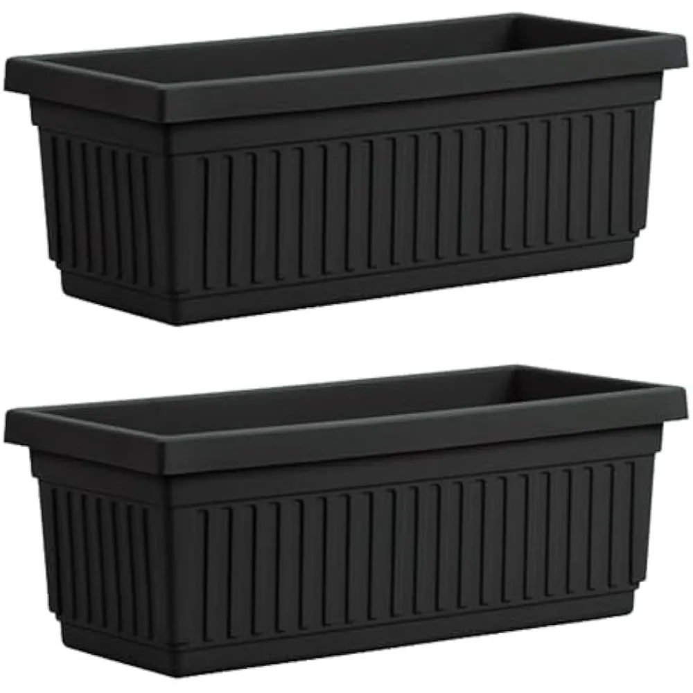 

HC Companies 30-дюймовый длинный рифленый пластиковый контейнер для венецианского сада, коробка для цветов для суккулентов, внутренних или наружных цветов