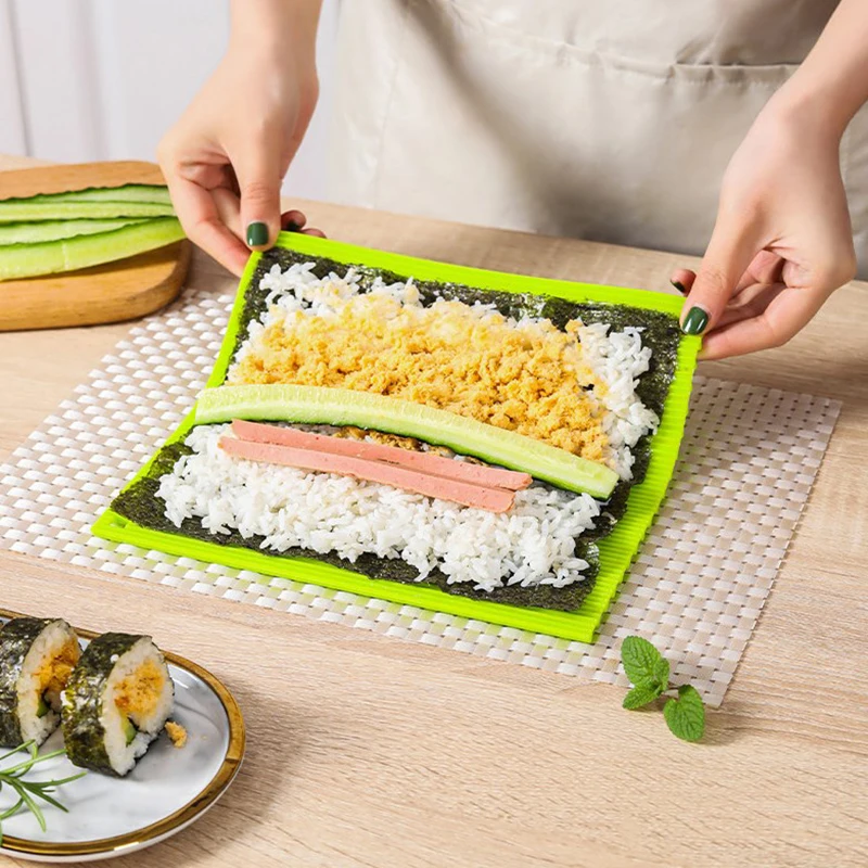 Alfombrillas de silicona para enrollar Sushi, molde lavable y reutilizable para hacer comida, suministros para el hogar, novedad