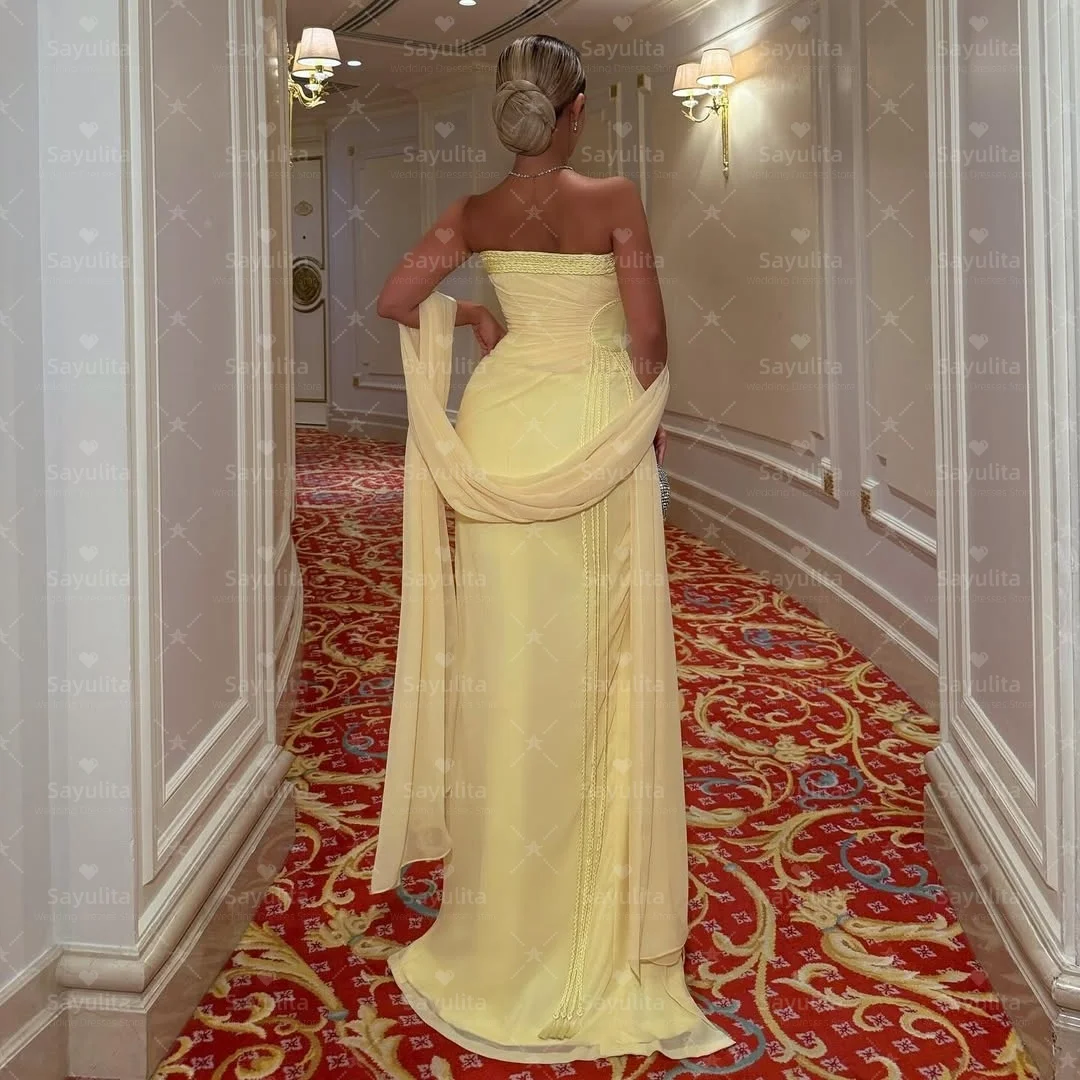 Sayulita الشيفون فساتين لحضور الحفلات الموسيقية بدون حمالات شق جانبي طويل شرابات كوكتيل فستان سهرة مع شالات فساتين رسمية مخصصة #4