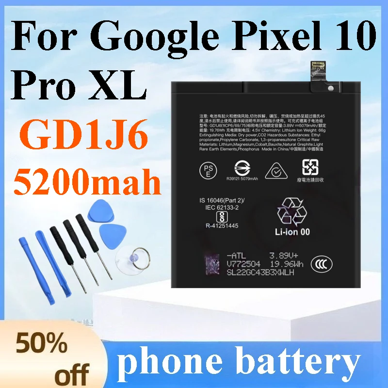 

Brand New Battery GD1J6 5200mah for Google Pixel 10 Pro XL Mobile Phone Battery Persistent Standby High-Quality