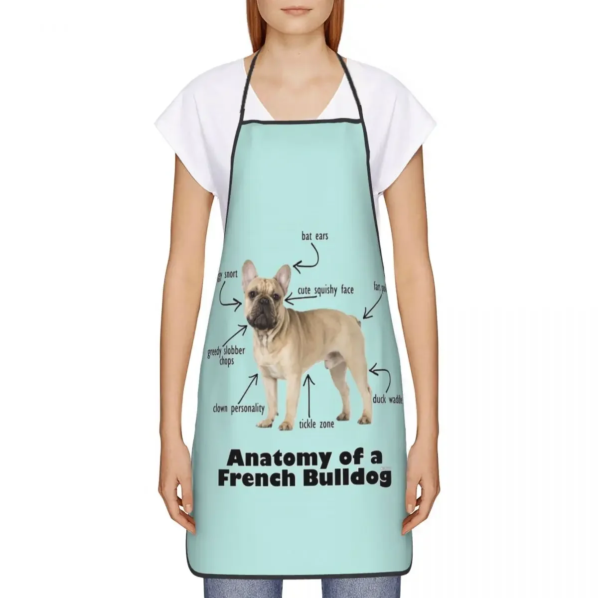 Unisex Anatomy Of A French Bulldog Kitchen Chef Cooking Baking Apron Women Men Frenchie Dog Lover Tablier Cuisine for Gardening