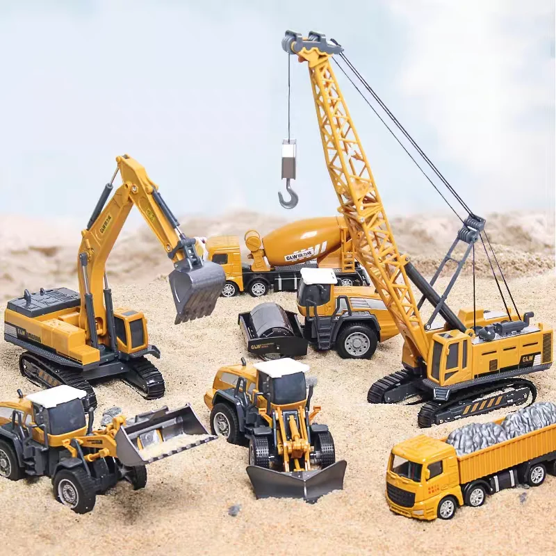 Engineering Vehicle Toys for Boys Alloy+Plastic Tractor Excavator Bulldozer Crane Truck Model Diecast Children Collection Gifts