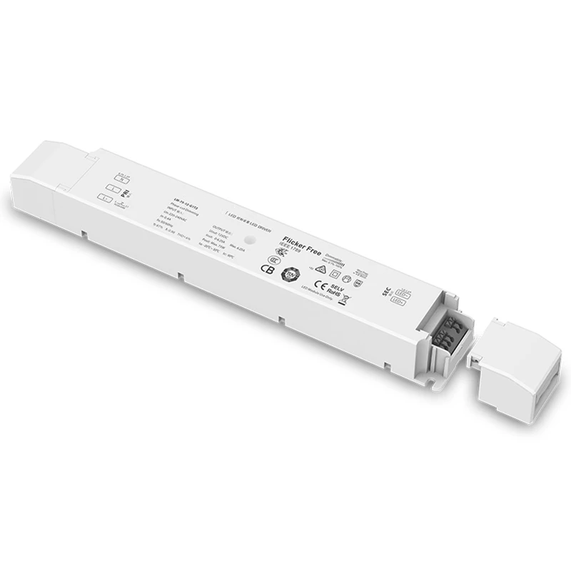 

LTECH Triac Dimming Driver,AC 200V-240V Input;DC 12V 24V 75W Output; Push Dim Power Dimmable Driver Work with Led Triac Dimmer