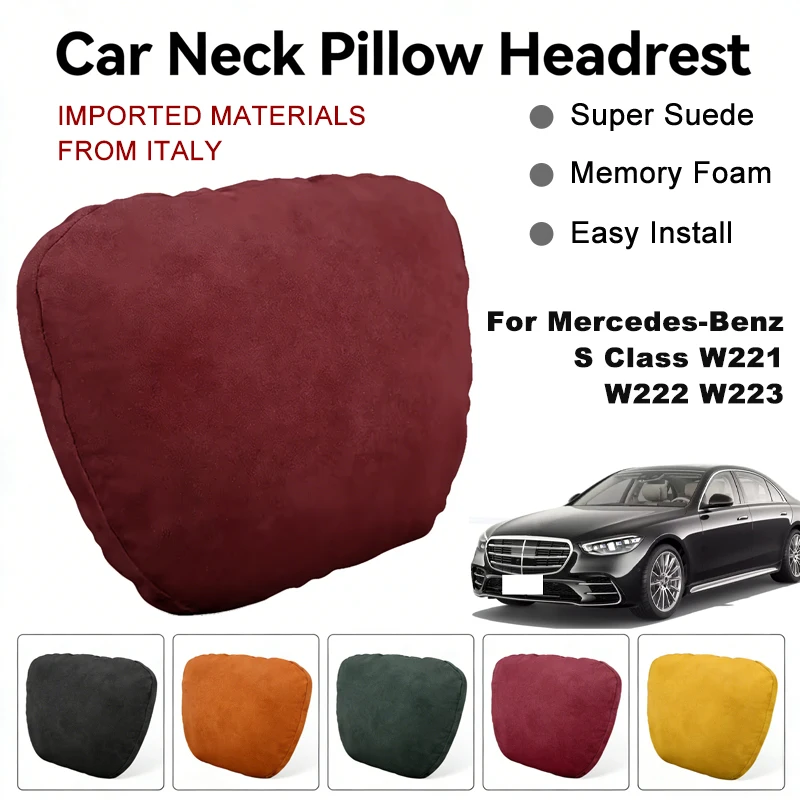 

Italy Suede Car Neck Rest Pillow For Mercedes-Benz S Class W221 W222 W223 Seat Head Neck Support Cushion Auto Interior Accessory