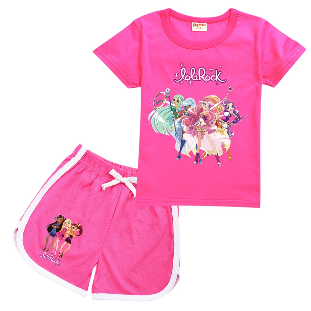 Fashion LoliRock Magical Girl Clothes Summer Clothing Kids LoliRock Sports Suit T Shirt+Pants 2pcs Baby Children Outfits Pajamas