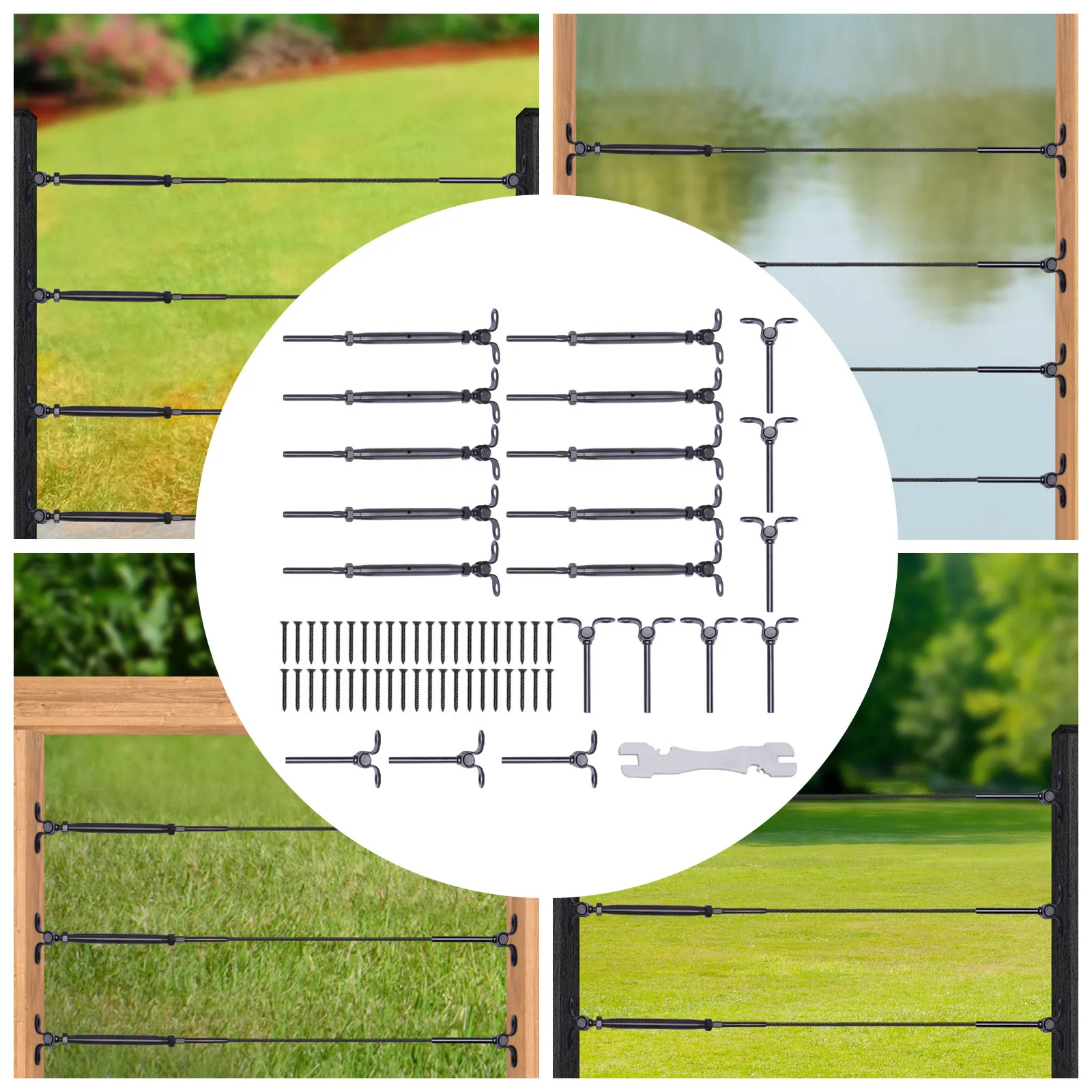 

Комплект кабельных перил Соединитель перил из нержавеющей стали с титановым покрытием для коррозионной устойчивости Совместимость с кабелем 1/8 дюйма