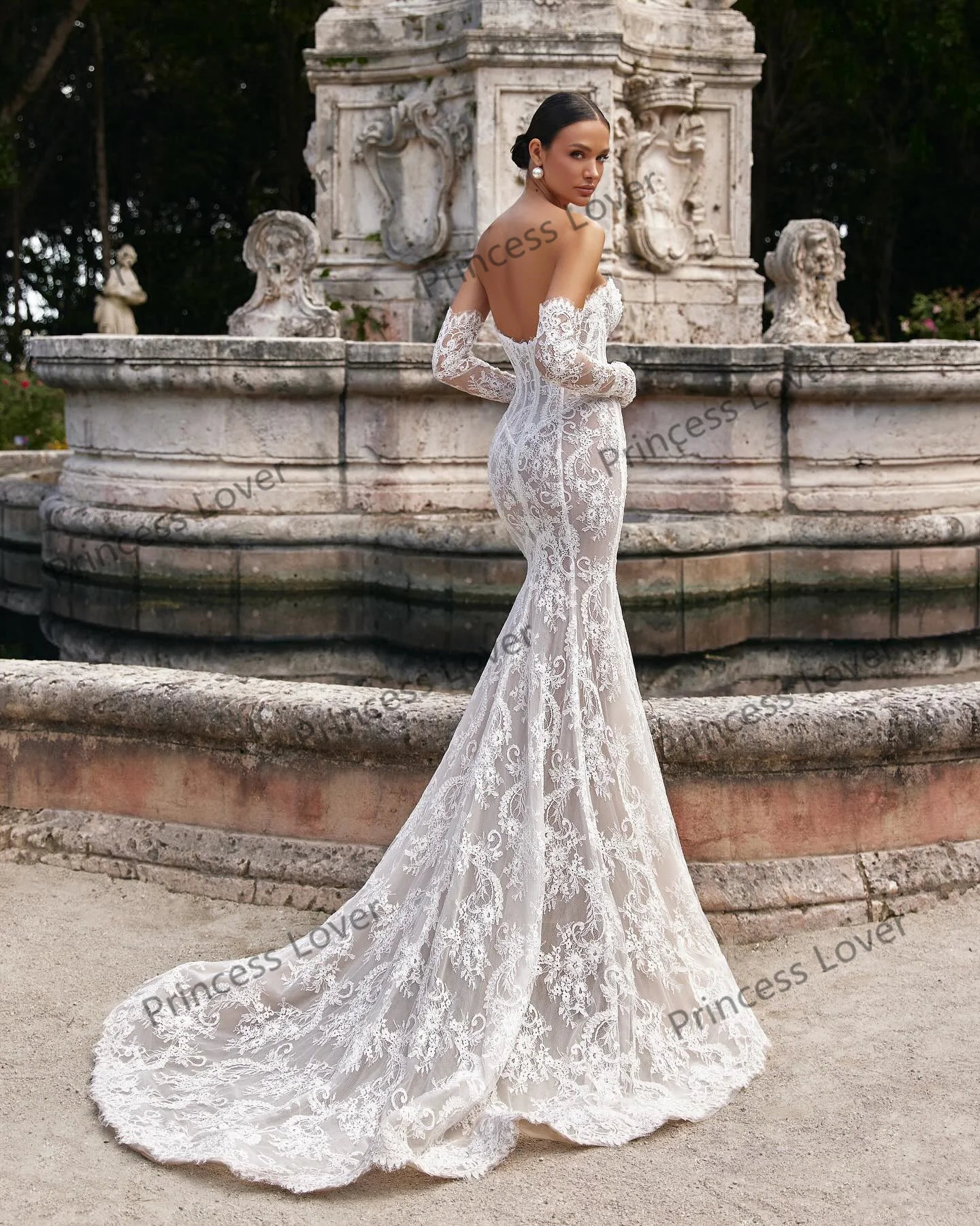 Mermaid Wedding Dresses with Detachable Train Lace Bodice Vestido de Novia Second Reception Gown Robe De Soirée Customized