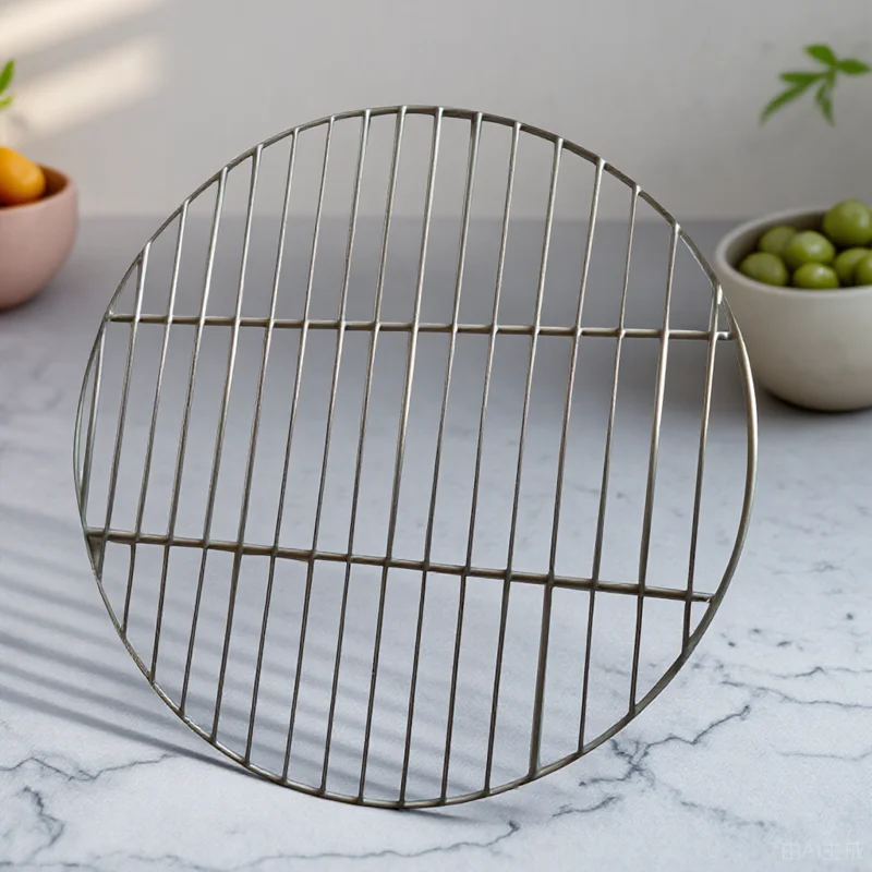 

Round Stainless Steel Barbecue Mesh 24cm Double Rod BBQ Grilling Mat Outdoor Camping Grill Net Practical Baking Rack