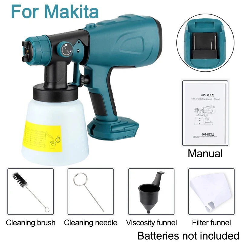 Imagem -06 - Pistola Elétrica Portátil para Makita 1000ml Bateria 18v Doméstico Desinfecção Pulverizador de Tinta Auto Revestimento de Móveis Aerógrafo