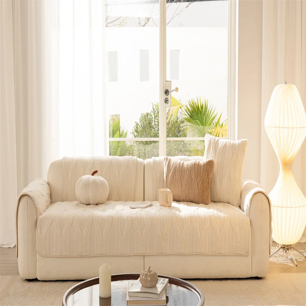 2026 New Autumn and Winter Thickened Light Luxury Non-slip Anti-cat Scratch Non-stick Wool Sofa Cushion Cover Back Towel