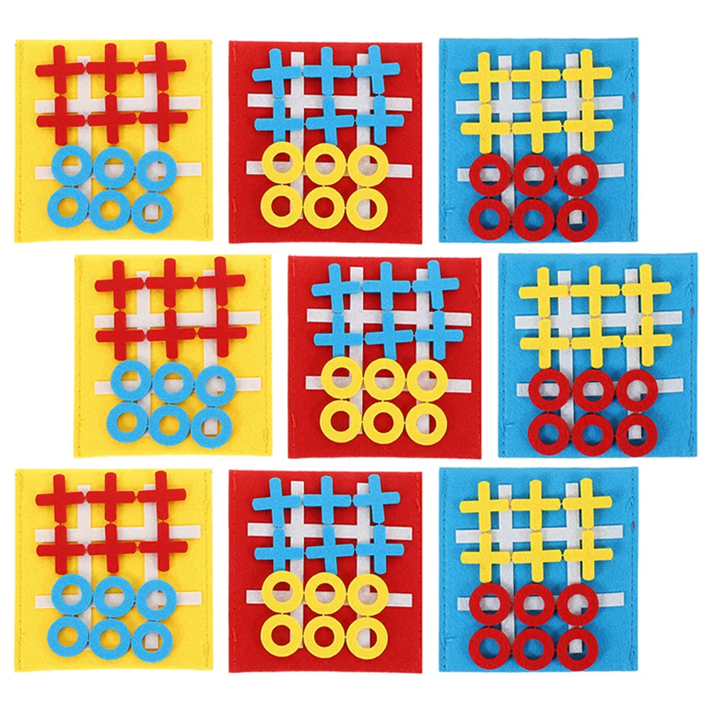 

9pcs Ticktacktoe Game Colorful Felt Kids Educational Cognitive Skill Development Party Ticktacktoe Toys Travel Party Gift