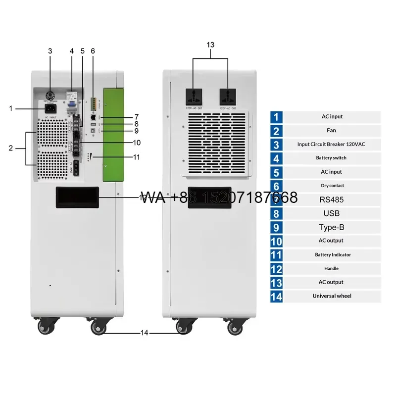 Wmwmnu for 7.68kWh Monocrystalline Silicon Energy Storage Integrated US Standard Off-grid Home Lithium Battery