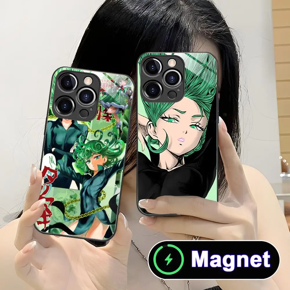 

Anime Punch Tatsumaki Phone Case for iPhone 17 16 15 14 13 12 11 Air Pro Max Plus Mini Glass Magnet Cover