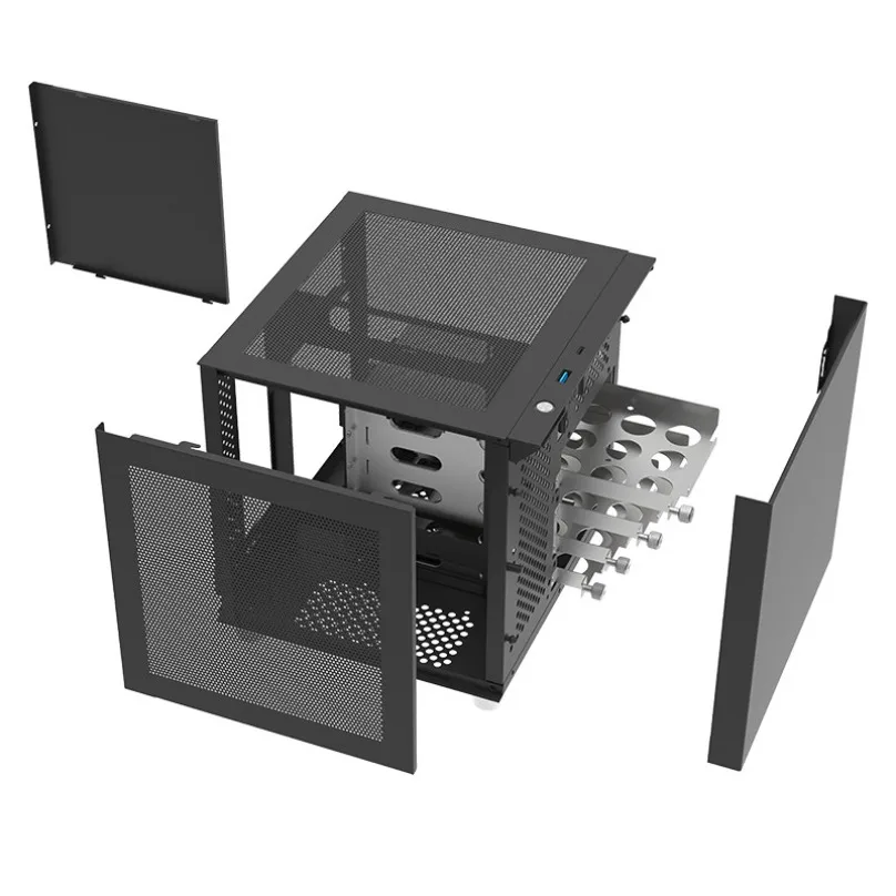 

4 disk position NAS chassis SFX power supply itx main board mesh aluminum strip storage service small chassis N40
