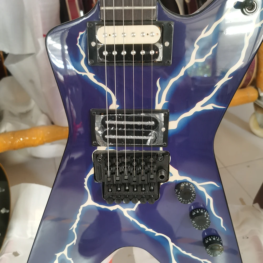 OEM electric guitar WASHBURN DIME, Floyd Rose tremolo, lightning inlay, blue front face, in stock