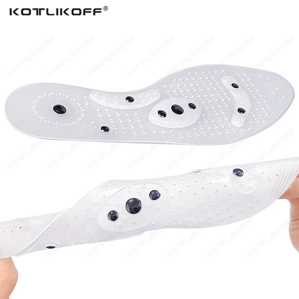 KOTLIKOFF 1/2 Paar magnetische Akupressur-Silikon-Einlegesohlen, medizinische Massage, schlankmachend, atmungsaktiv, Sportkissen, orthopädisch, Laufen
