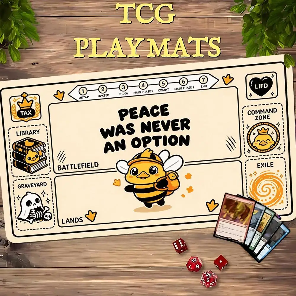 Cream Bee Slogan Magic Party Game Mat Durable Rubber for MTG&TCG Games 35X60 Mouse Pad Offices Desk Mats Friendly Design