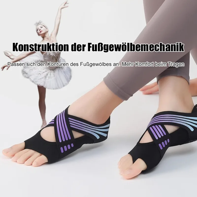 Women Open‑Toe 5‑Toe Yoga Socks Non‑Slip Soft Sole Pilates Socks for Indoor Pilates Yoga Ballet Dance Fitness Workout