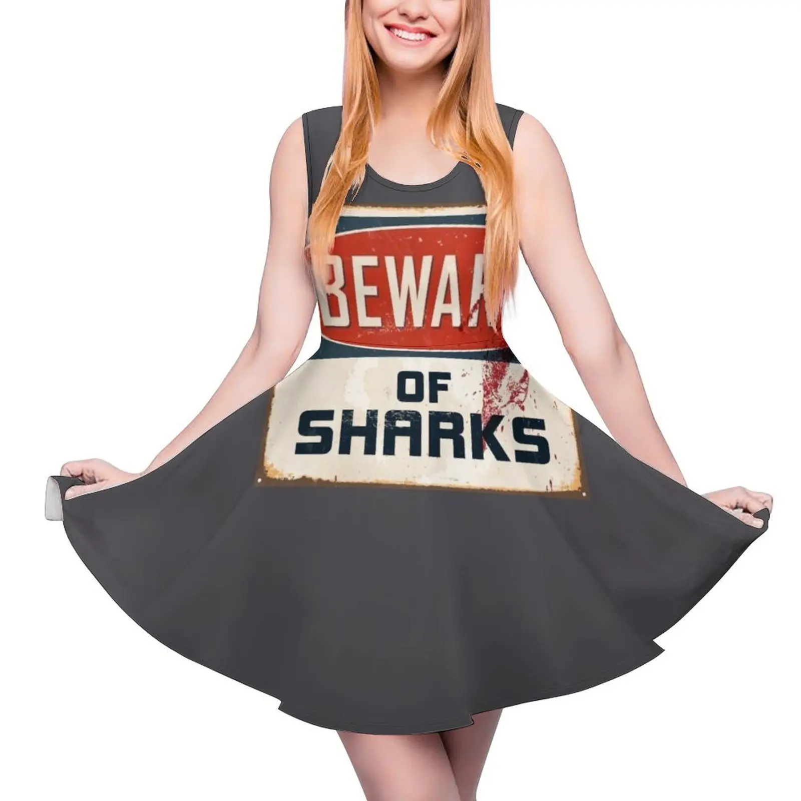 Beware of Sharks Funny Shark Lover Diving Enthusiast Sleeveless Dress clothes for woman evening dress ladies Women long dress