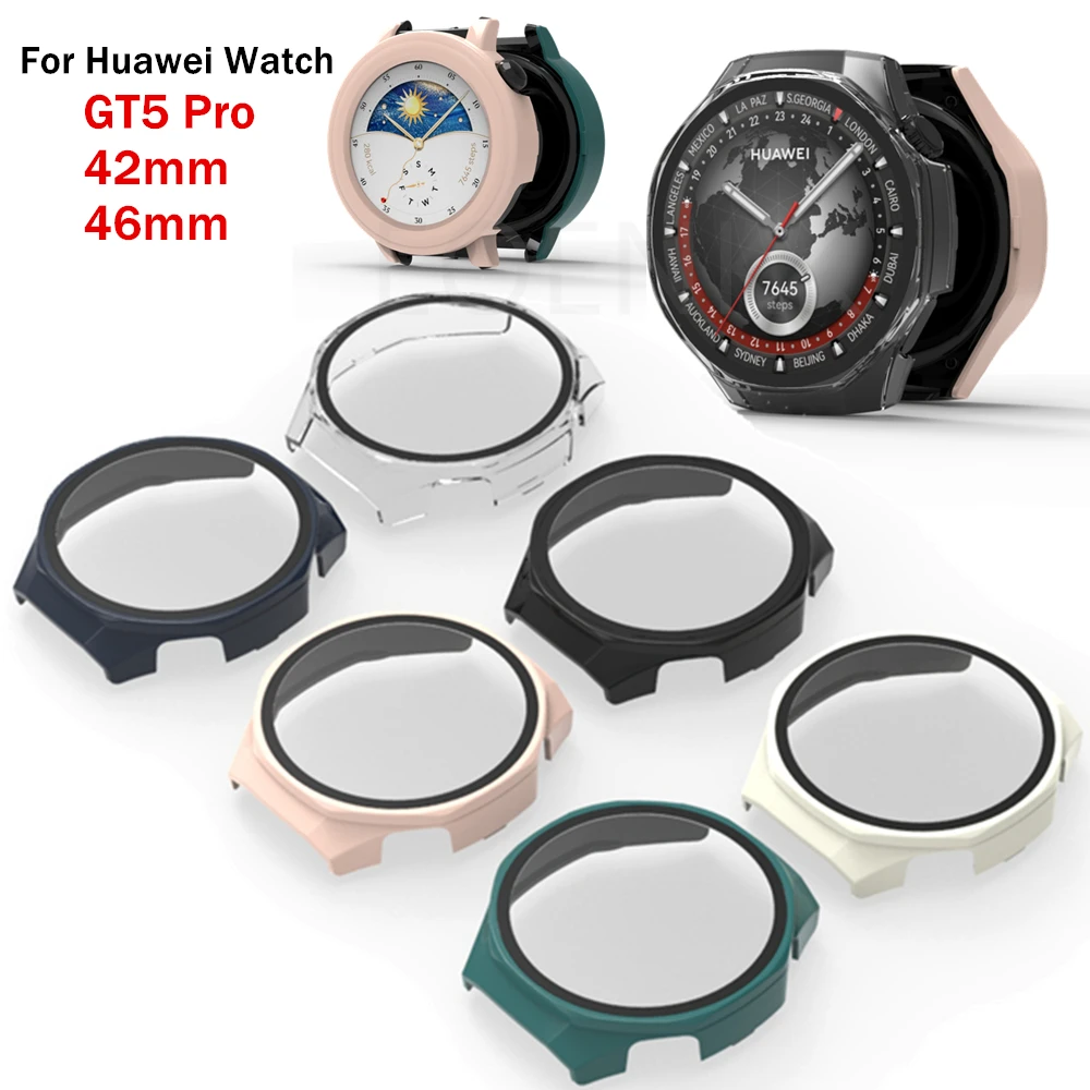 Tempered Glass + Case For Huawei Watch GT 5 Pro 46mm 42mm Screen Protector Cover Shell For Huawei Watch GT5 Pro 42 46 mm Bumper