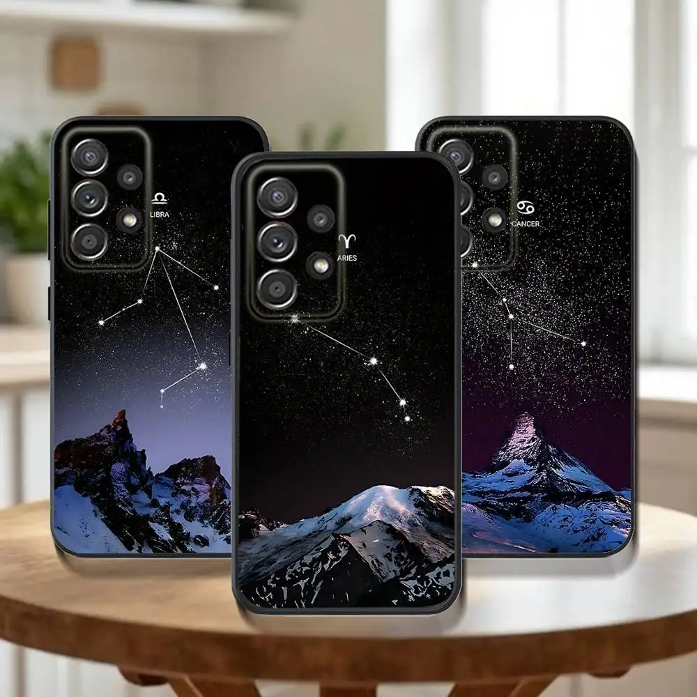 

Art Twelve Constellations Phone Case For Samsung Galaxy A73,31,32,72,41,53,52,71,22,5G,Note,J7,8,9 Soft Black Cover