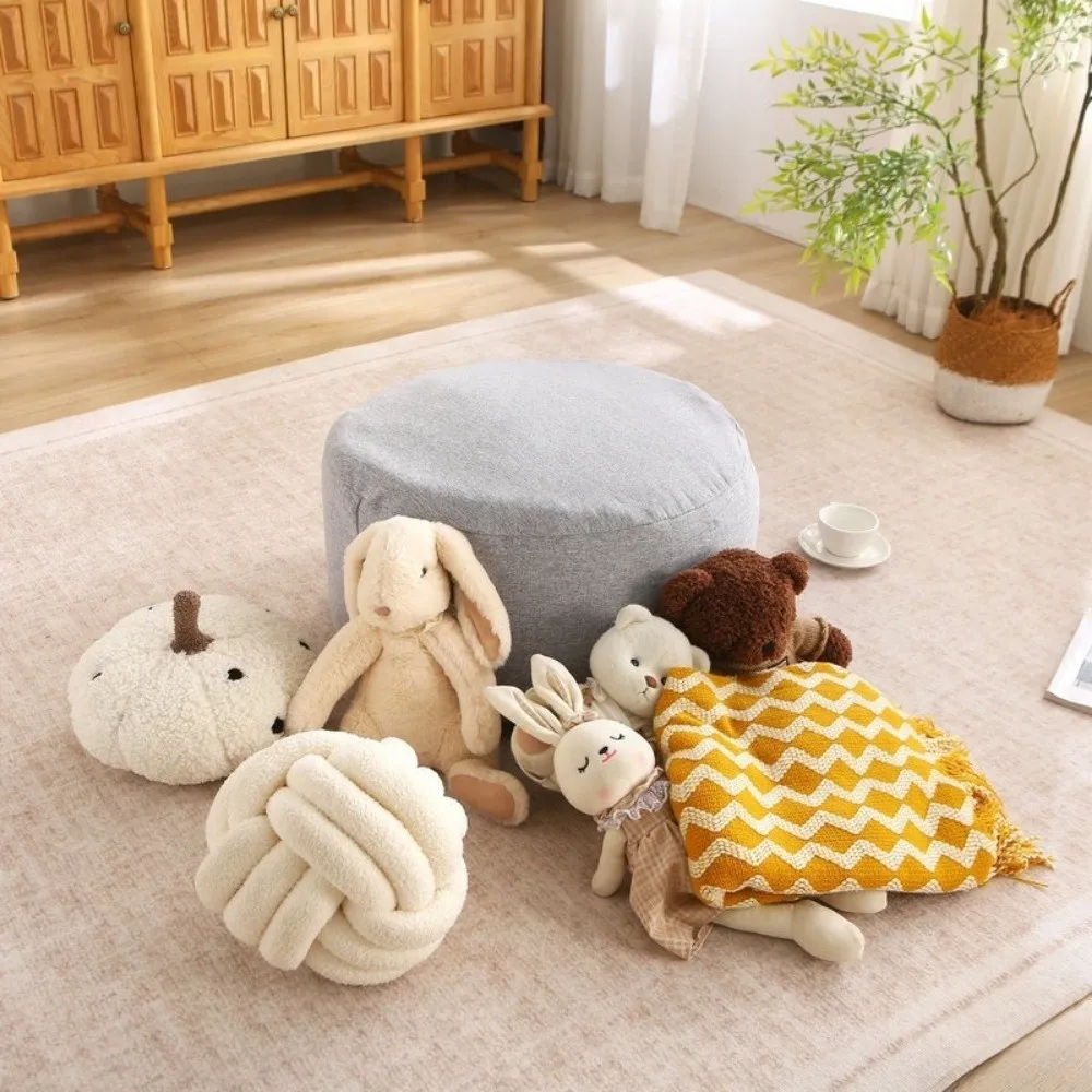 Multi-functional Round Seat Cushion Cover Unstuffed Large Capacity Sofa Stool Cover with Pocket Clothes Storage Bag Home Use