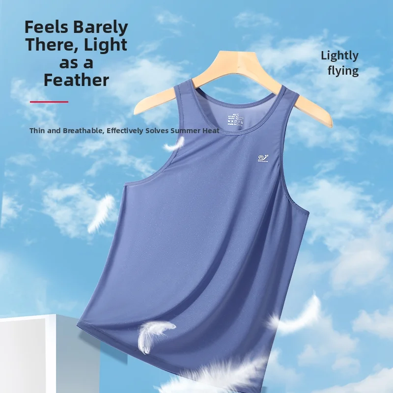 Summer Men Gym Tank Tops Breathable Slim Ice Silk Mesh Quick Drying Sports Bodybuilding Vests Running Yoga Sleeveless Shirts