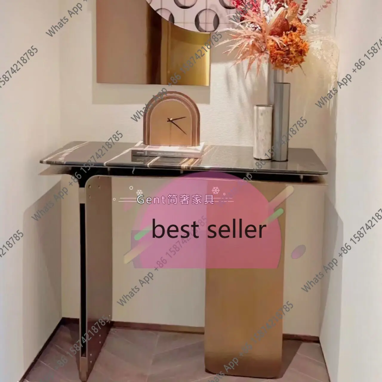 

Tt Italian Minimalist Entrance Table Light Luxury Entrance Hall Wall Shelf Simple High-grade Stone Entrance Table