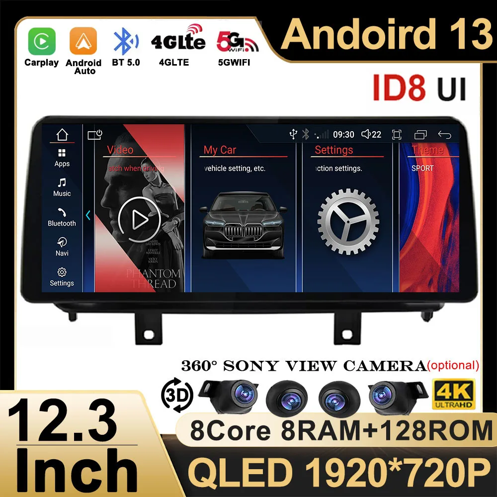 12.3" ID8 Android 13 For BMW X5 F15 X6 F16 2014-2017 GPS Navigation Stereo Radio Multimedia Player Carplay Auto Monitors WIFI BT