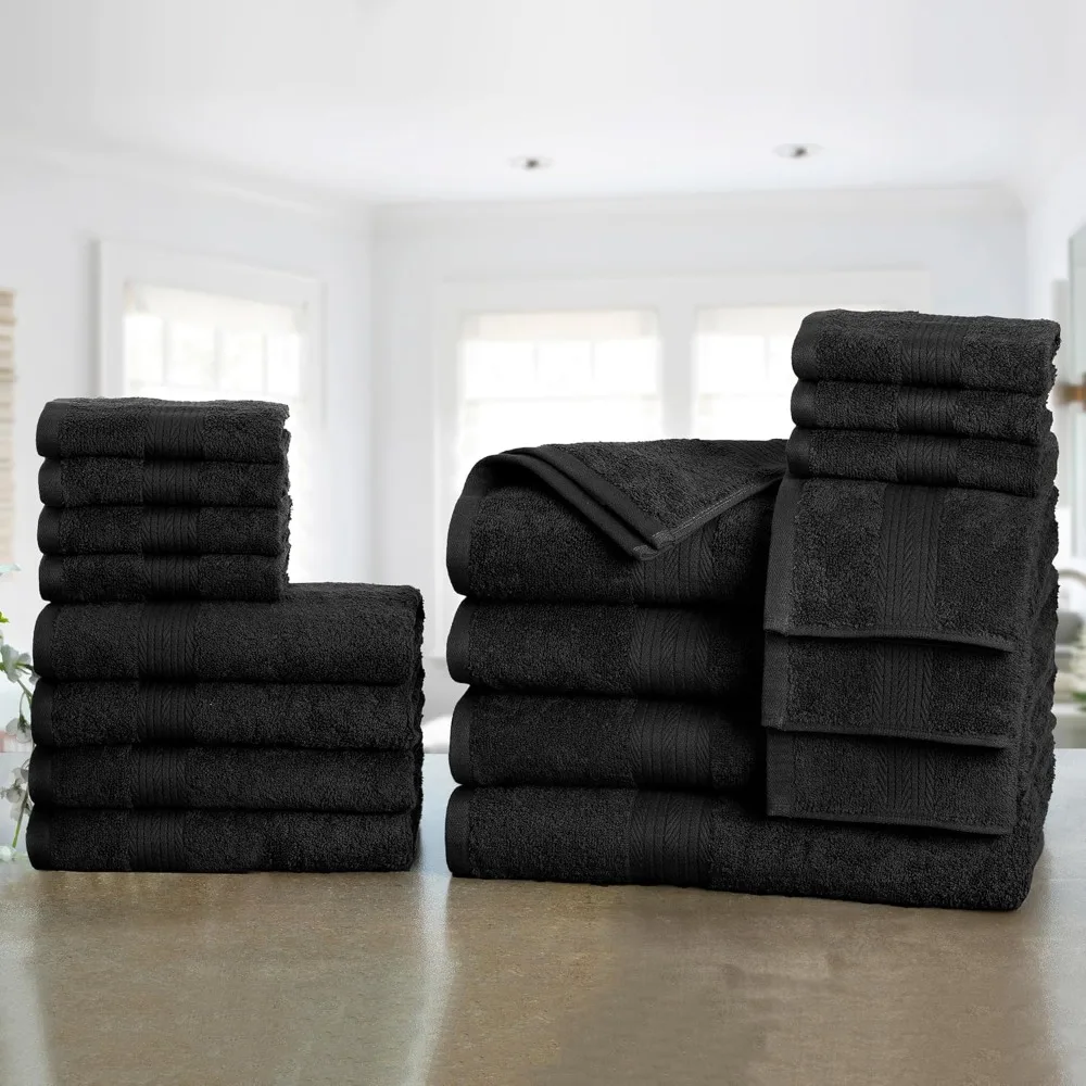 Set asciugamani di cotone di lusso: 4 asciugamani, 4 asciugamani da bagno, 10 salviette - Certificato Oeko-Tex, 600 GSM, 100% cotone, alta assorbimento