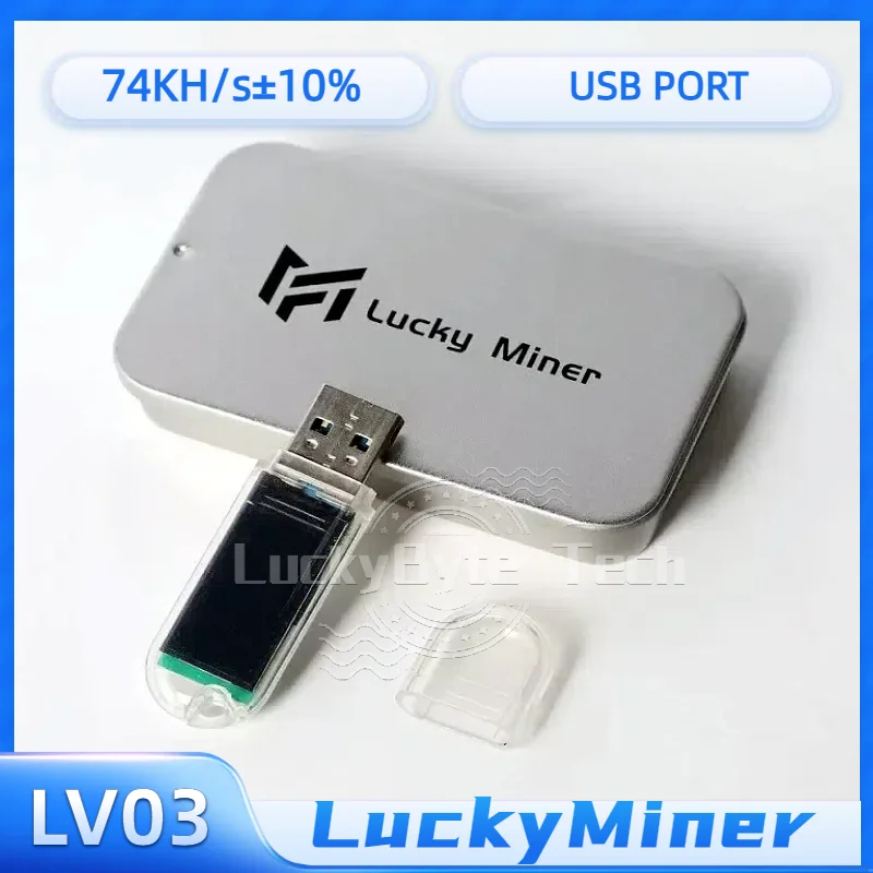 Lucky Mini Home Miner Machine, máquina de mineração silenciosa, BTC, USB, 74KH, S, LV03, loteria ASic Mining, V3