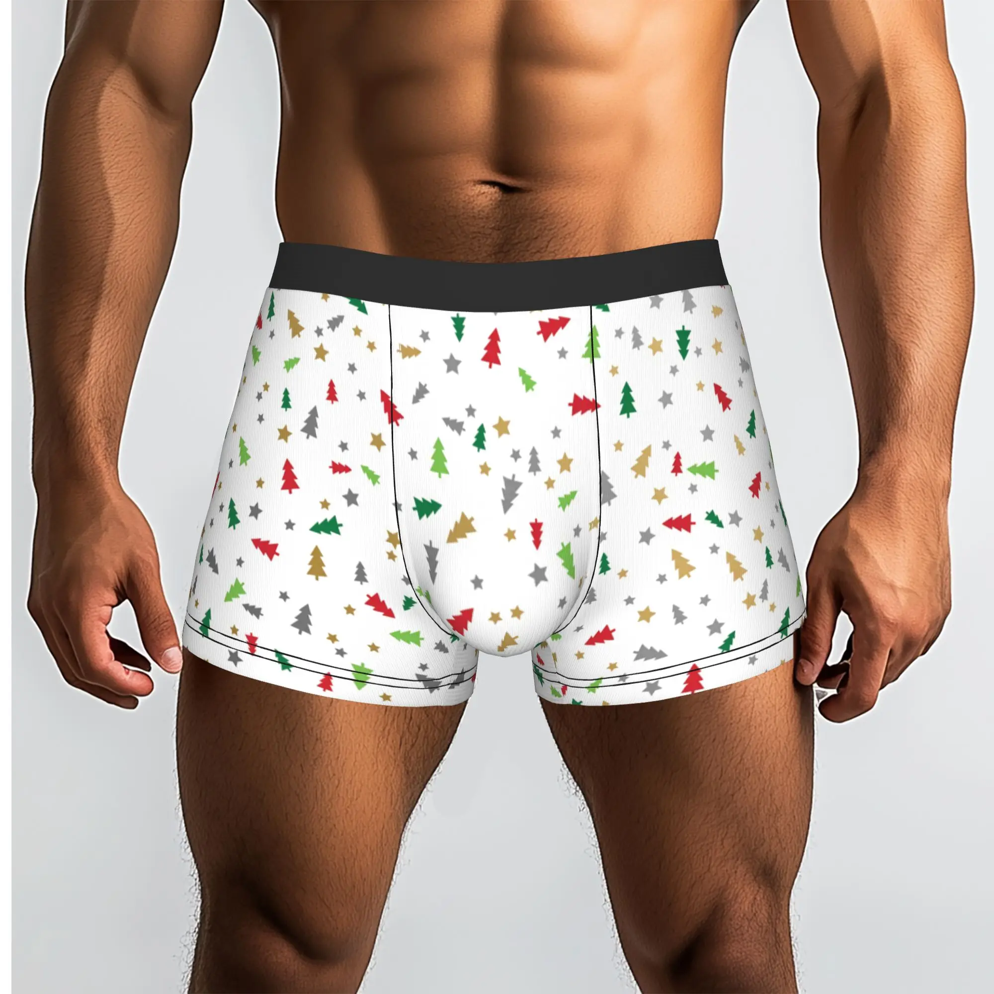 Customized Embossed Little Trees Christmas Gift Boxer Shorts For Men 3D Print  Underwear Panties Briefs Stretch Underpants