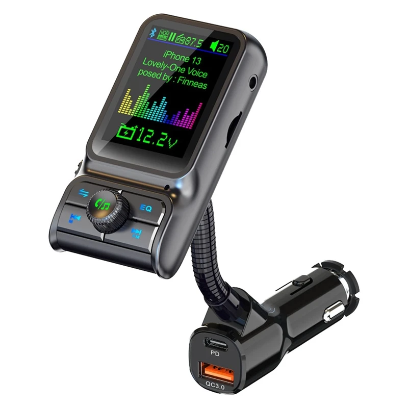 QC3.0 Fast Charge Car Bluetooth MP3 Player FM Transmitter HD Colorful Screen Display Car Supplies