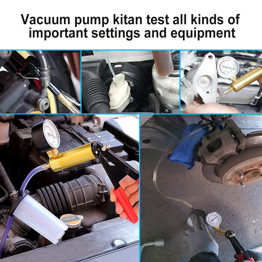 Podofo Multifunktionales Auto-Vakuumpumpen-Set, Handgehaltenes Bremsenentlüftungs- und Prüfgerät-Set für Auto, Motorrad, LKW, Vakuumpumpen-Organizer – Detail 4