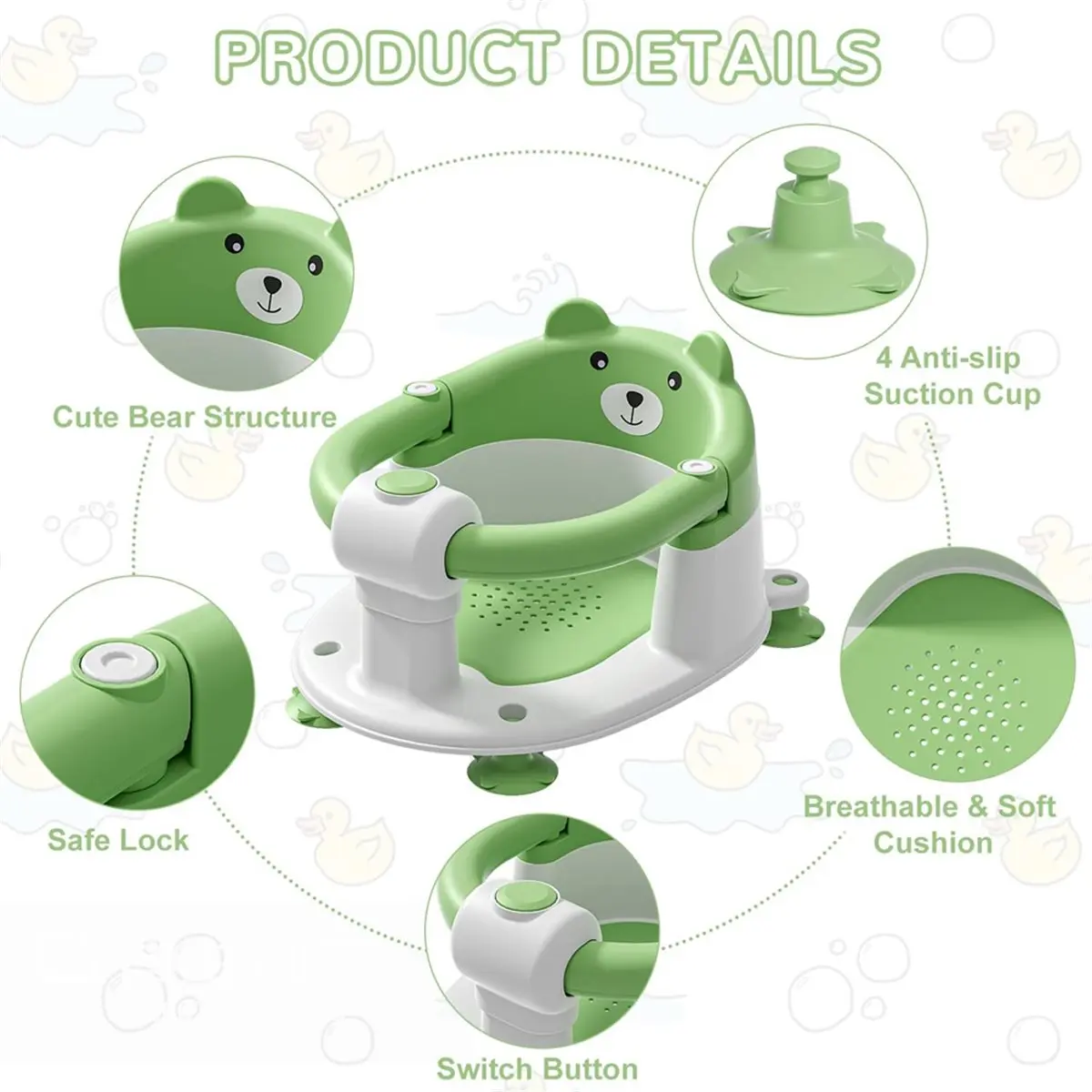 update. Baby Bath Seat for Babies 6 Months & Up, Non-Slip Toddler Bath Seats with 4 Suction Cups & Soft Cushion for Shower