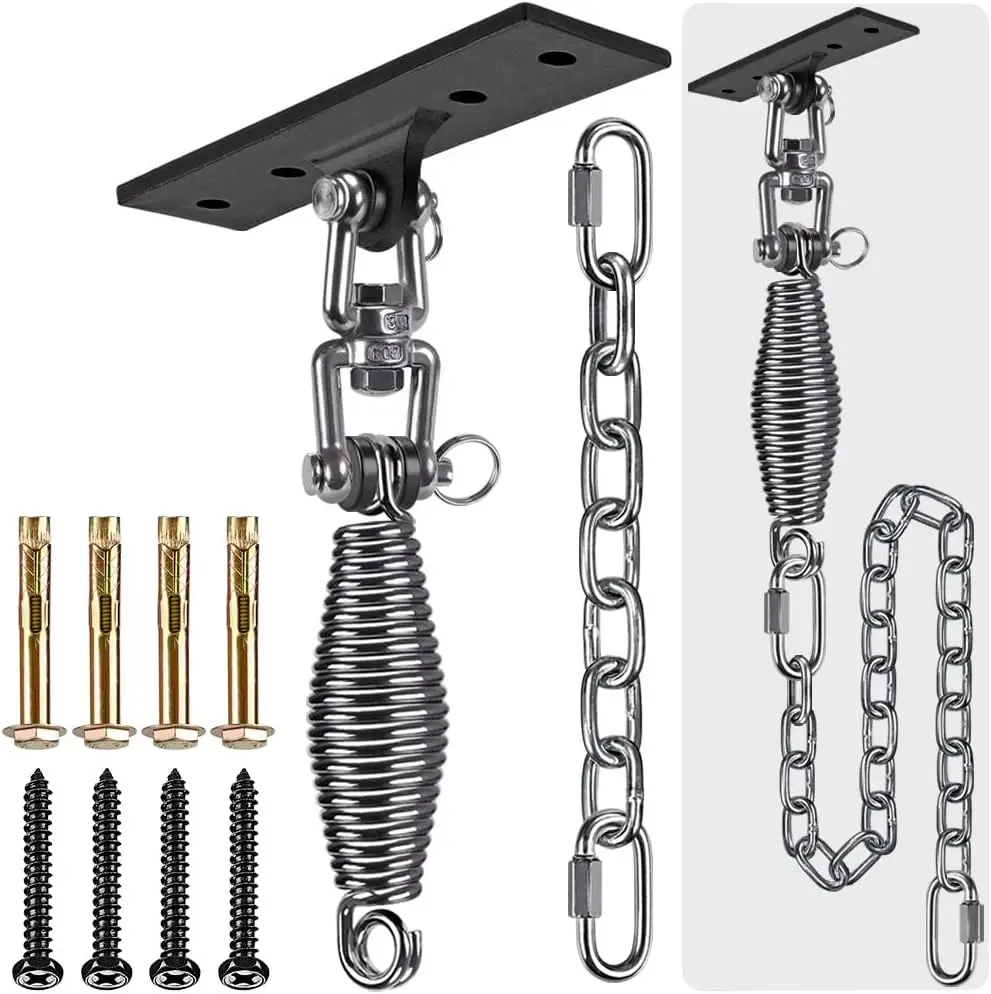 

Hammo Chair Hanging Kit, Heavy Duty Swing Hanger And 3.28Ft Chain With Spring (6Mm), Wall Ceiling Hooks For Yoga Indoor