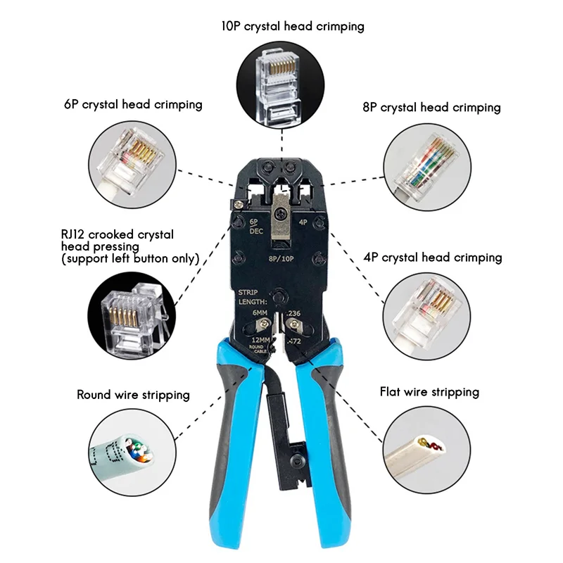 X17A 2025 NEW-3X RJ45 Network Crimper 10P 8P 6P 4P Crimping Tools Stripper For RJ45 RJ11 RJ12 RJ50 Connector Ethernet Cable