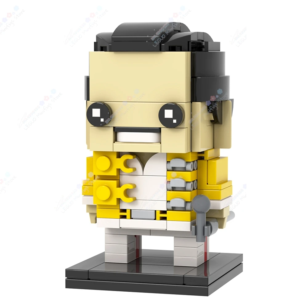 MOC7166 Creative Famous Singer Freddie Mercury Building Blocks DIY Queen Band Character Model Assemble Bricks Toys For Kids Gift