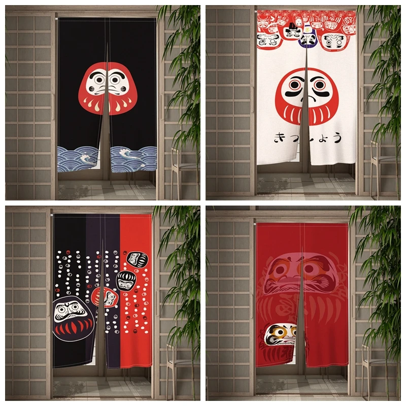 Japanese Ukiyoe Restaurant Dharma eggs Fabric Curtain Kitchen Door Home Upholstery Decoration Screen Noren Custom Decoration