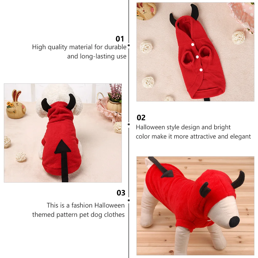 Halloween Devil Pet Clothes Cat Dog Winter Clothes Casual Demon Costume Pet Fleece Hooded Coat Jumpsuits Rompers Charming