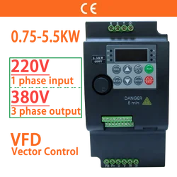 Input 220V to Output 380V VFD Variable Frequency Drive Converter Inverter 0.75/1.5/2.2/3.7/4/5.5 KW Motor Speed Controller