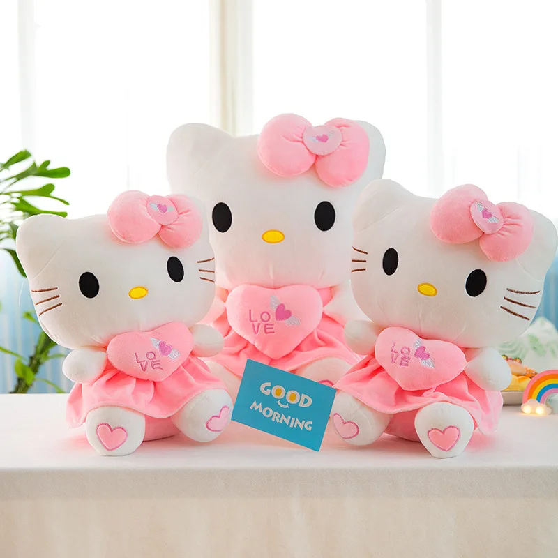 Big Size Cute Sanrio Hello Kitty Pink Melody Plushie Doll Hello Kitty Stuffed Toys Baby Kids Girls Birthday Xmas Surprise Gifts