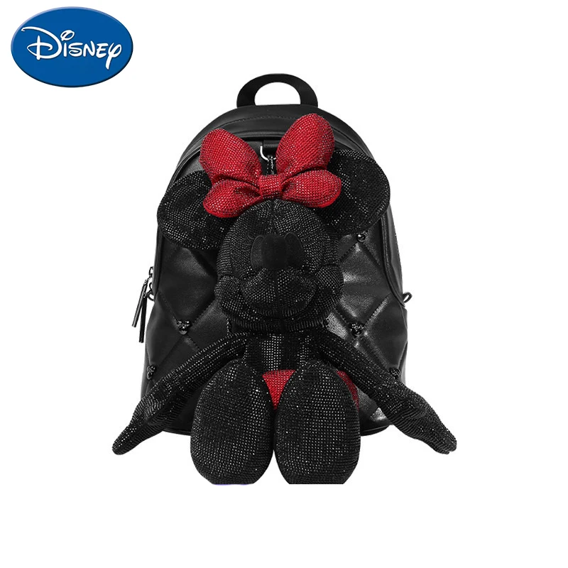 Disney Original Fashion Bags Ultimate Vitality Minnie Doll Backpack High Bow High-quality Schoolbag For Girls Outdoor Travel Bag