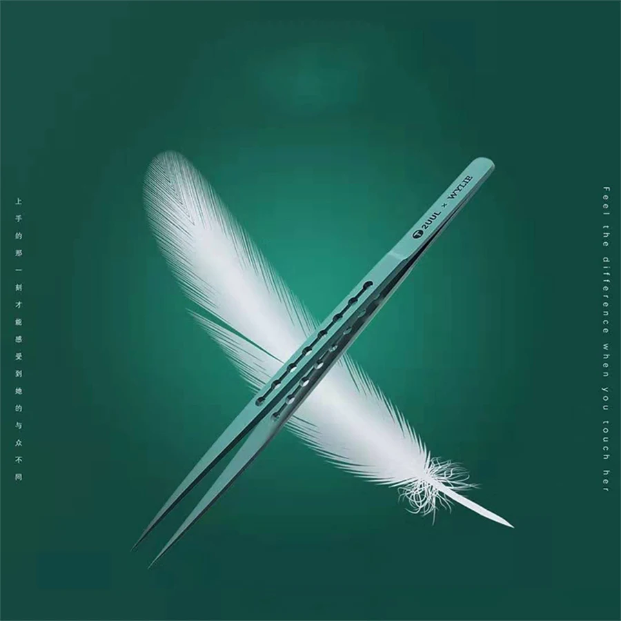 2UUL & WYLIE Ti11 سبائك التيتانيوم ملاقط طرف مستقيم لإصلاح اللوحة الأم للهاتف ، أداة سلك توصيل معزز IC رقاقة دقيقة #6